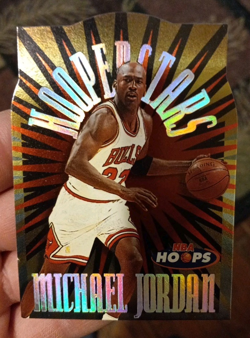 Michael Jordan 1997-98 Skybox NBA Hoops Hooperstars #1 Die-cut HOLO Insert Bulls