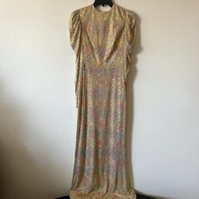 Mac Duggal sequin maxi dress long sleeve Size 2 gold pink BB