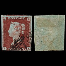 3673 GB 1d Red 1842. SG8 Sc3 Mi3. Spec BS16 Plate 27. "PK". 3½ Margins. c£60