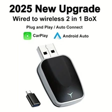 2 in 1 Wired to Wireless CarPlay Adapter / Android Auto Adapter Plug & Play