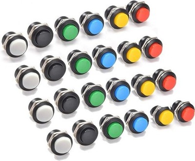 24Pcs 16MM Momentary Push Button Switch Assorted Colors Red Green Yellow Blue