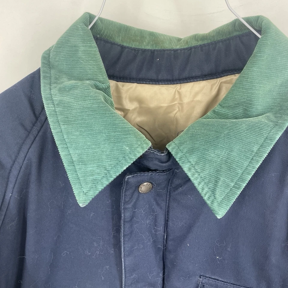 Abrigo de Granero Vintage Años 90 Izod Pana Trabajo Tareas Azul Marino Chaqueta Reversible Lluvia Foto 3 de 4