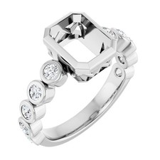 Emerald Cut 12x10mm Semi Mount Ring Setting 925 Sterling Silver Side Stone Topaz