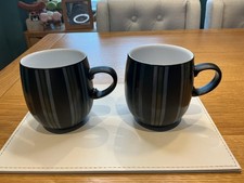 Denby Jet Stripes Large Curve Mugs X 2 Stoneware Tableware  Lot A Excellent