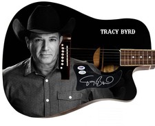 Tracy Byrd Signed 1/1 Custom Graphics Photo Guitar ACOA