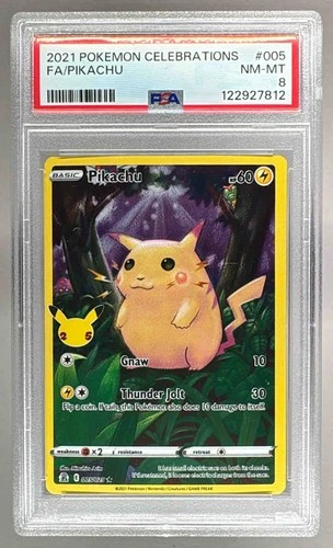 122927812 Pikachu 2021 Pokemon Sword & Shield Celebrations #005/025 Holo PSA 8