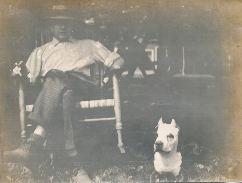 vintage snapshot photo: 1907 Pit Bull Terrier Dog Pitbull Photograph Man #14