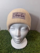 NWT Columbia Script Logo Beanie Lost Lager II Cream Knit Cuffed Winter Hat