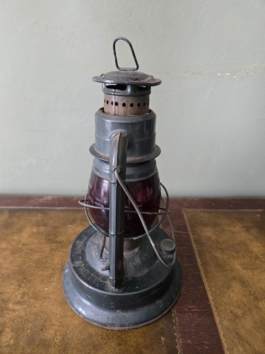 Antico 1923 Dietz Piccolo Gigante RR Lanterna Piccolo Mago Globo Rosso Dipinto Blu - Foto 6 di 22