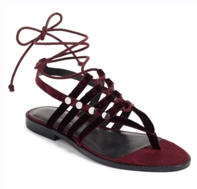 NEW Rebecca Minkoff Evonne Acai Suede Velvet Gladiator Lace-Up Sandals 6 $150 - Image 2 of 4