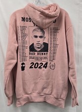 BAD BUNNY BENITO Bowl LX Most Wanted Tour 2024 Hoodie Pink Size XL Pullover
