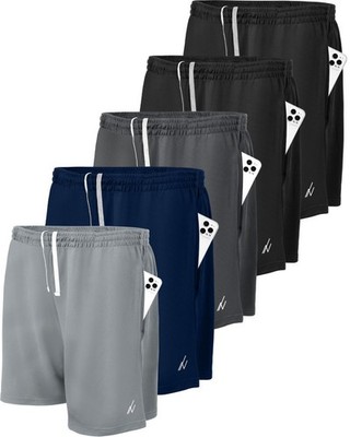 NY Threads 5 Pack Men's Athletic Shorts Quick Dry Loose-Fit Lightweight Running