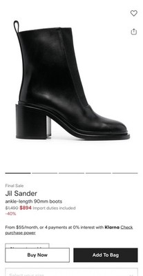 Jil Sander Black Leather AnkleBoots Size 40 EUR
