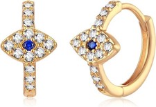 Gold Evil Eye Huggie Hoop Earrings 18K Gold Plated CZ Evil Eye Hoop Earrings Min