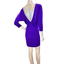 👠🥂 TRINA TURK Purple Open-Back Holiday Cocktail Dress | Statement Mini Sz 6