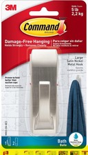Large Satin Nickel Command Hooks for Bathroom Organization Holds 5 lbs Damage...