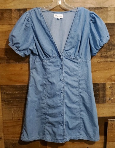 Celebrity Pink RE Generation Denim Babydoll Mini Dress Button Up Y2K Vtg? Sz L - 第 1/10 張圖片