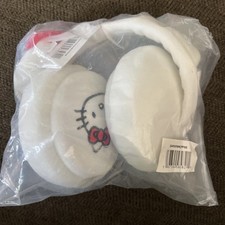 Hello Kitty Foldable Cosplay Earmuffs with Red Below Micro White Fleece
