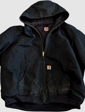 Carhartt J140 Active Jacket Made in the USA Black Duck Hooded Quilted 3XL TALL