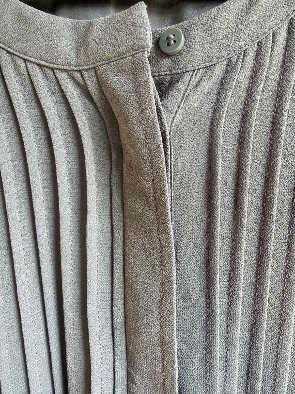 NWT H&M Grey Blue Pleated Long Sleeve Chiffon Dress Size XL image 5