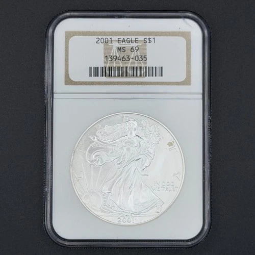 2001 American Silver Eagle NGC MS69 – 1 oz .999 Fine Silver