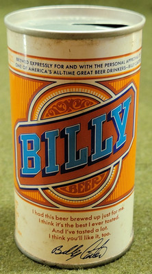 Billy (Carter) Beer/Cold Springs Brg Co. ~ Alum/Steel 12oz. Can ~ Empty ~ USA~ 2
