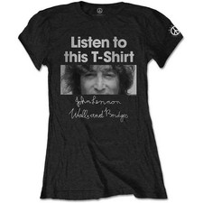 Image of John Lennon Ladies T-Shirt Listen Lady Black (M)