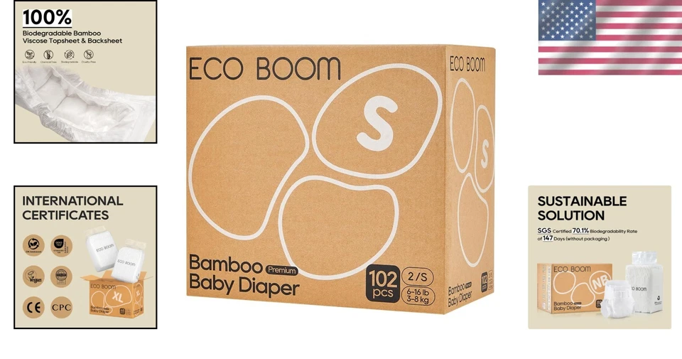 Natural Bamboo Diapers, Size 2 - 102 Ct - Image 2 of 4