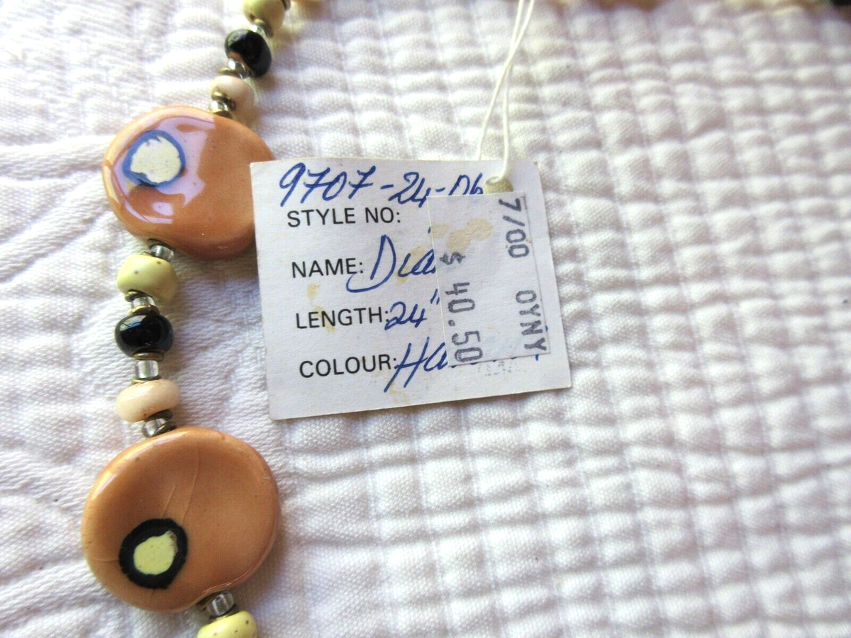 KAZURI VINTAGE NECKLACE HANDMADE KENYA FAIR TRADE ONYX W/BEADS 24
