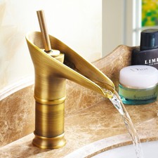 Antique Brass Bathroom Basin Sink Faucet Mixer Tap Single Handle / Hole snf090