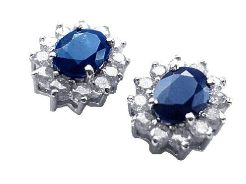 Pendientes De Diamante Y Zafiro De 2.5ct En Oro De 14K - Imagen 7 de 8