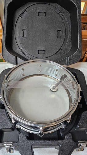 PERCUSSION PLUS 14x6 Steel Snare Drum 10 Lug, Heavy Duty Hard Case, Practice PAD