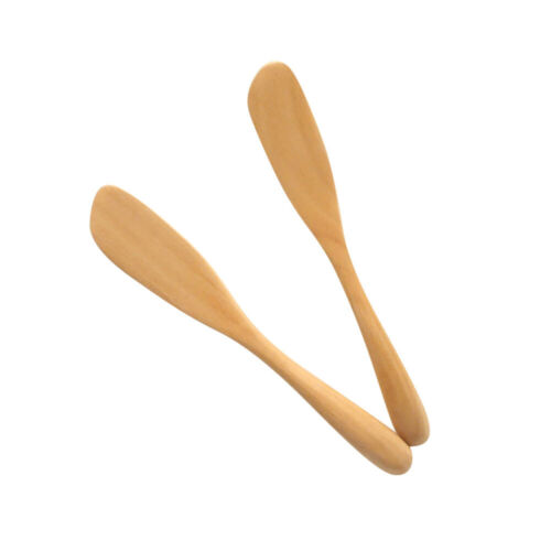 2 PCS Handle Spreading Baking Roasting Tool Bamboo Make Up Mixing Spatula