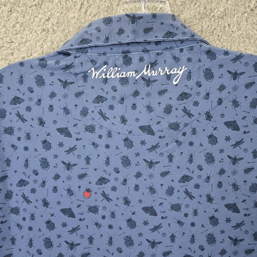 William Murray Polo Shirt Men's Blue Bug Print Golf Performance Athletic Size M - Bild 9 von 9