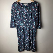 White Stuff Women Size 6 Blue Geometric Pattern Tunic Dress Stretch Casual Work