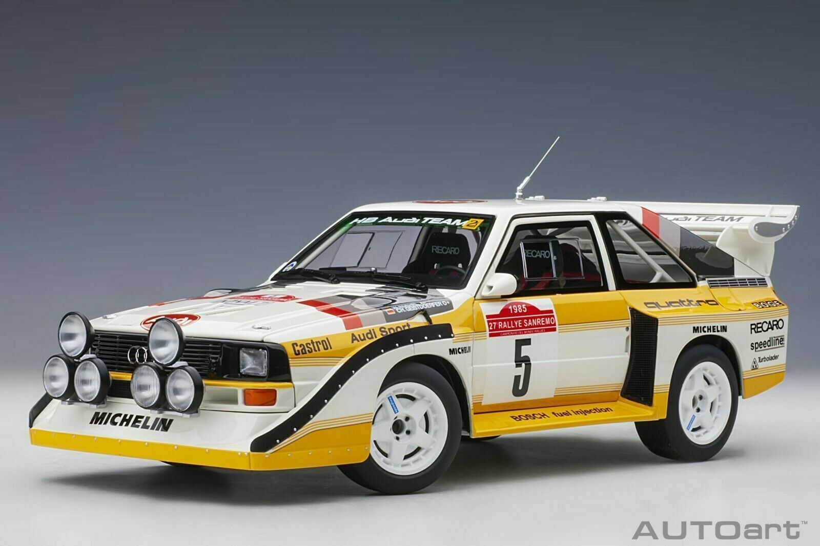 1/18 Audi Quattro S1 #5 Winner Rally San Remo 1985 Model Car by AUTOart  88503