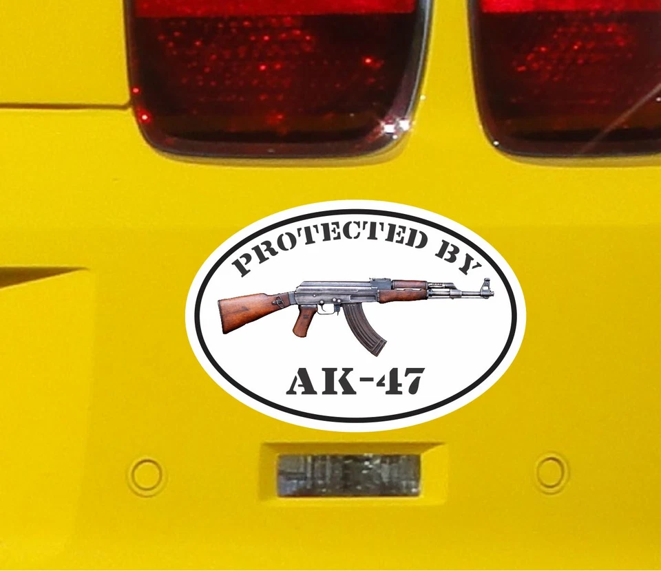 Protegido por AK47 Parachoques Adhesivo Vinilo Calcomanía Molon Labe Pistola Coche Adhesivo Rifle Foto 2 de 2