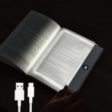 Book Light, Rechargeable Clear LED Flat Reading Light with 3 Colors & Timer, Dim