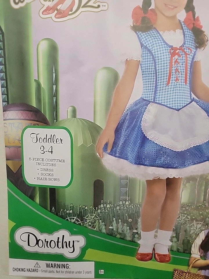 El Mago de Oz Dorothy Disfraz de Halloween Niño Pequeño Talla 3-4 Vestido Arcos Calcetines Nuevo Foto 2 de 4