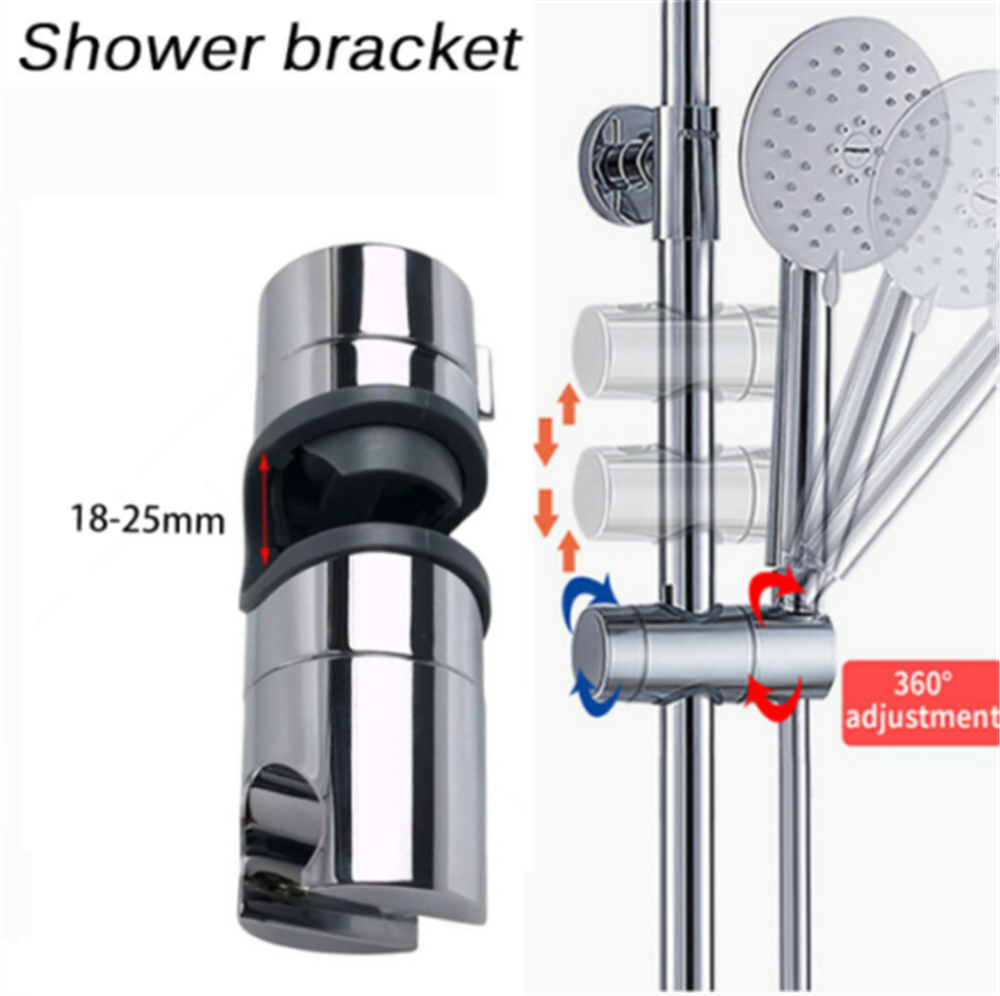 Chrome Shower Rail Head Slider Holder Adjustable Bracket Universal New