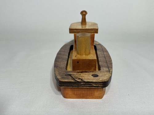 Remolcador 7"" X 3 1/4"" HECHO A MANO MARRÓN DE MADERA - Imagen 4 de 6