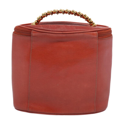 【VINTAGE LOEWE/ロエベ】Velazquez vanity LOEWE Vanity Velazquez Twist Hand Bag Leather Orange Auth
