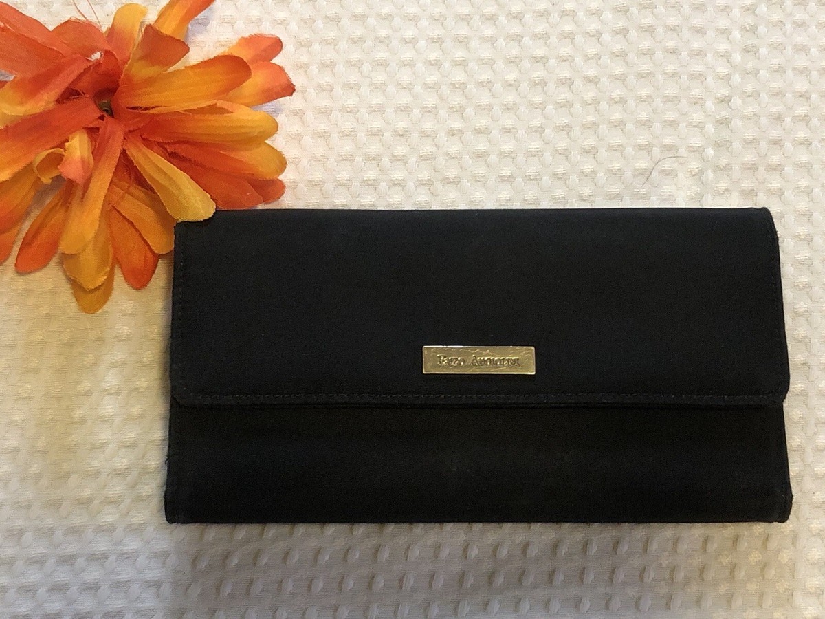 ENZO ANGIOLINI Wallet Black Tri-Fold Clasp Coin Credit Card  Holder