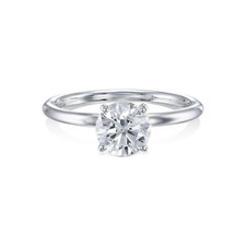 14K White Gold 0.70 Carat Round Cut Lab Grown Diamond Solitaire Engagement Ring