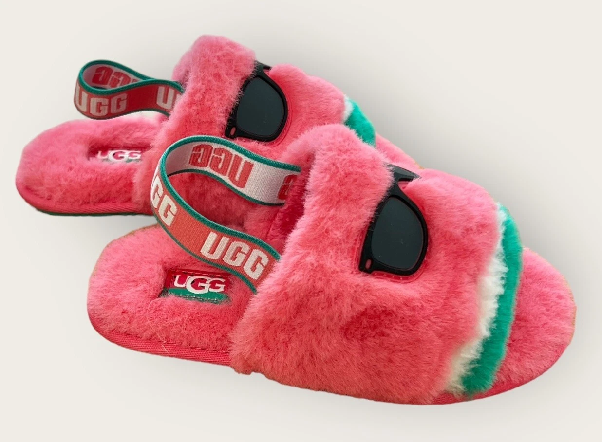 Sandali UGG nuovi peluche anguria bambina taglia:10 (bambino piccolo) rosa lanugine sì