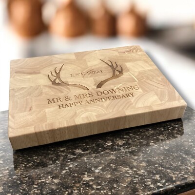 Personalisierter dicker Endkorn Heveawood Hackblock Gravur Geburtstagsgeschenk
