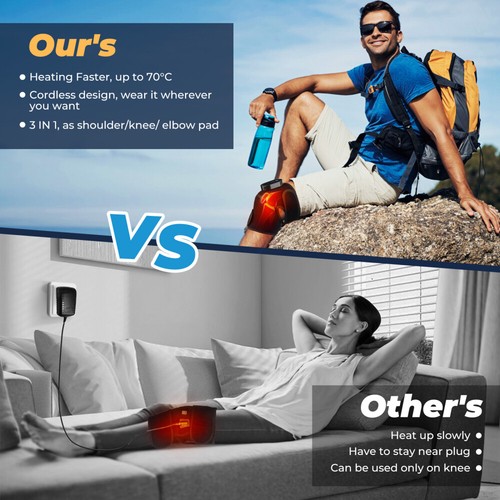 NEW Cordless Heated Knee Massager with Heating USB Charging Knee Brace Wrap - Picture 9 of 15