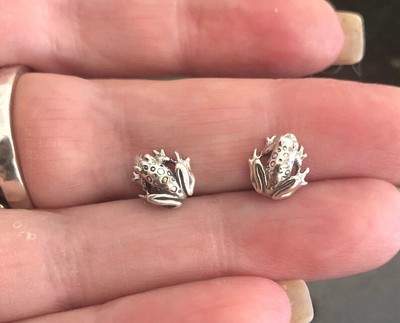 Animal Tree Frog Earring For Pretty Women's Stud 14K White Gold Finish Silver