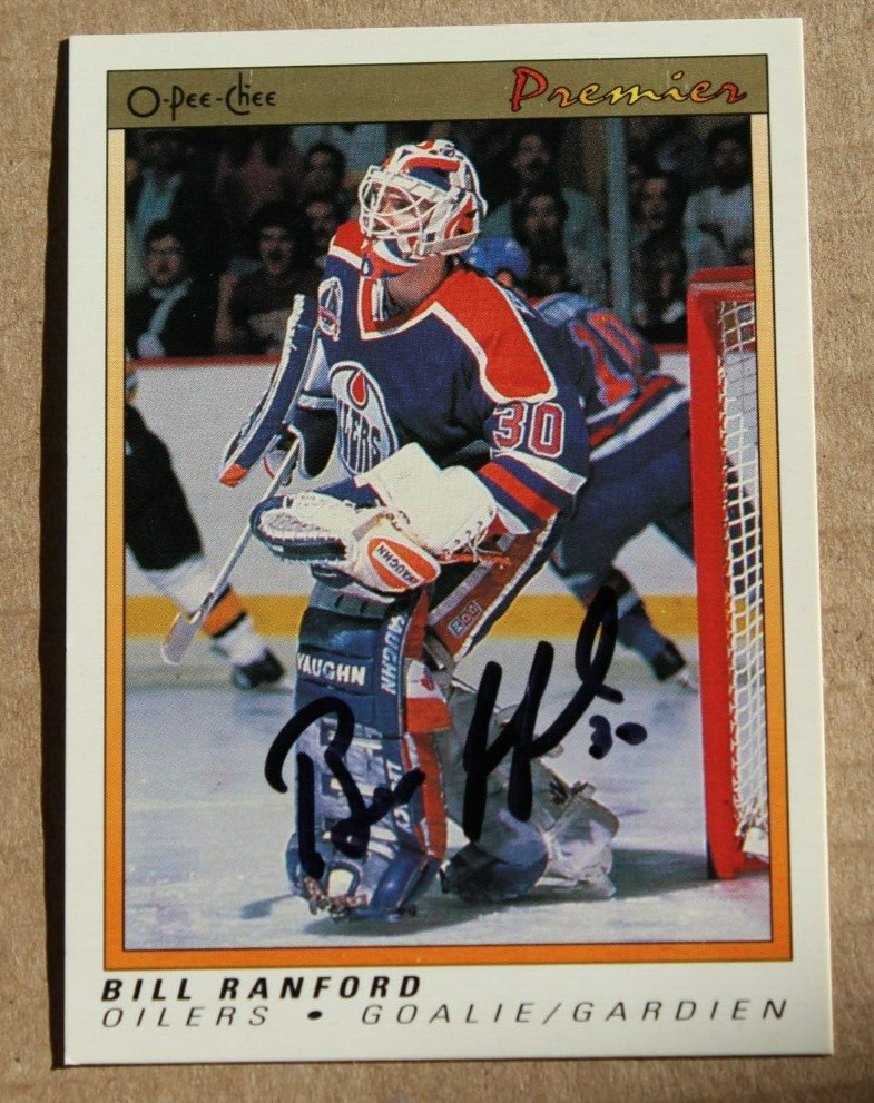 1990 1991 OPC Premier BILL RANFORD Signed Edmonton Oilers