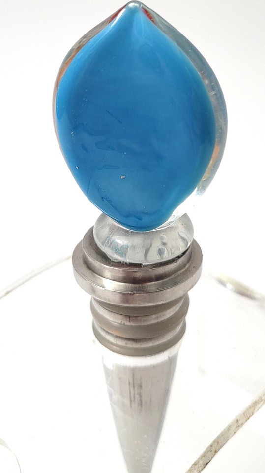 New Orange Glass Jellyfish Wine Stopper Blue Background Clear Rubber